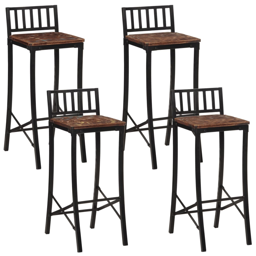 Chaises de bar lot de 4 bois de récupération massif Tabourets de bar vidaXL   