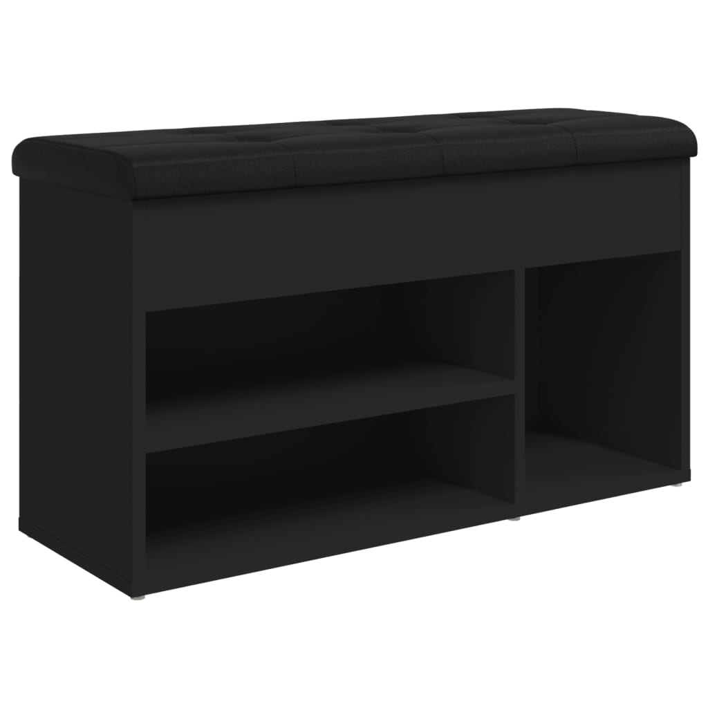 Banc à chaussures noir 82x32x45,5 cm bois d'ingénierie Bancs coffres vidaXL   