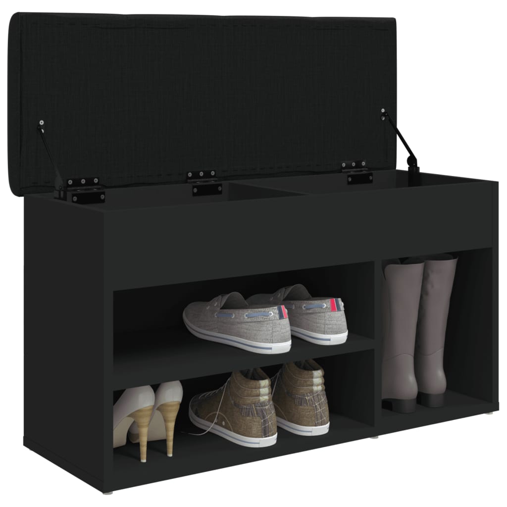 Banc à chaussures noir 82x32x45,5 cm bois d'ingénierie Bancs coffres vidaXL   