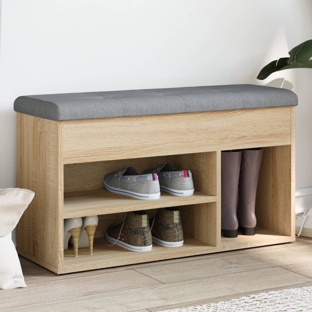 Banc à chaussures chêne sonoma 82x32x45,5 cm bois d'ingénierie Bancs coffres vidaXL   