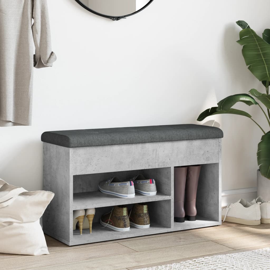 Banc à chaussures gris béton 82x32x45,5 cm bois d'ingénierie Bancs coffres vidaXL   