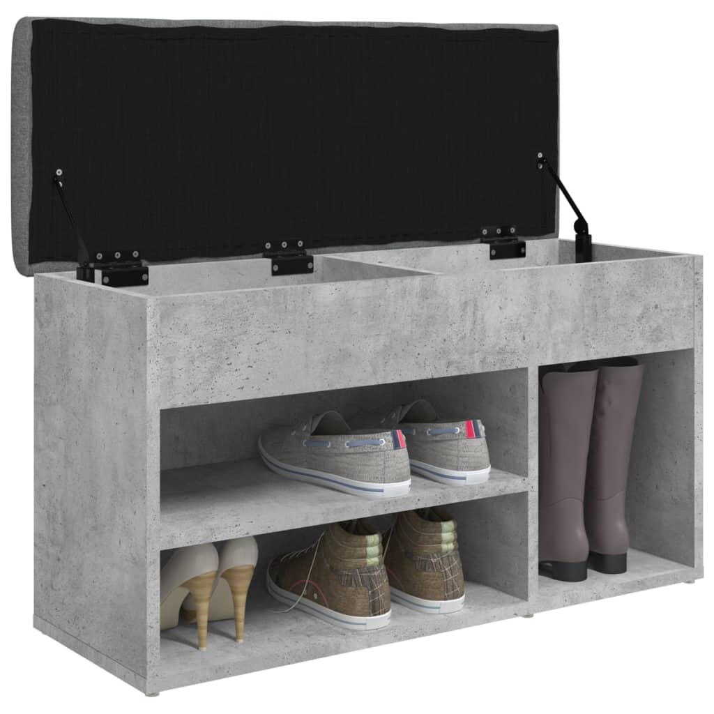 Banc à chaussures gris béton 82x32x45,5 cm bois d'ingénierie Bancs coffres vidaXL   