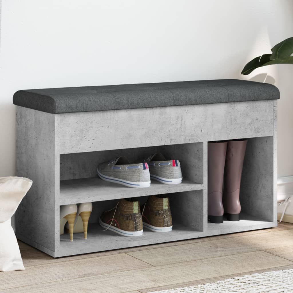 Banc à chaussures gris béton 82x32x45,5 cm bois d'ingénierie Bancs coffres vidaXL   