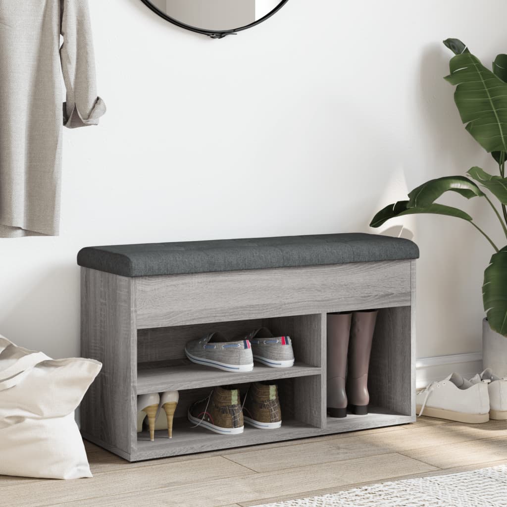 Banc à chaussures sonoma gris 82x32x45,5 cm bois d'ingénierie Bancs coffres vidaXL   