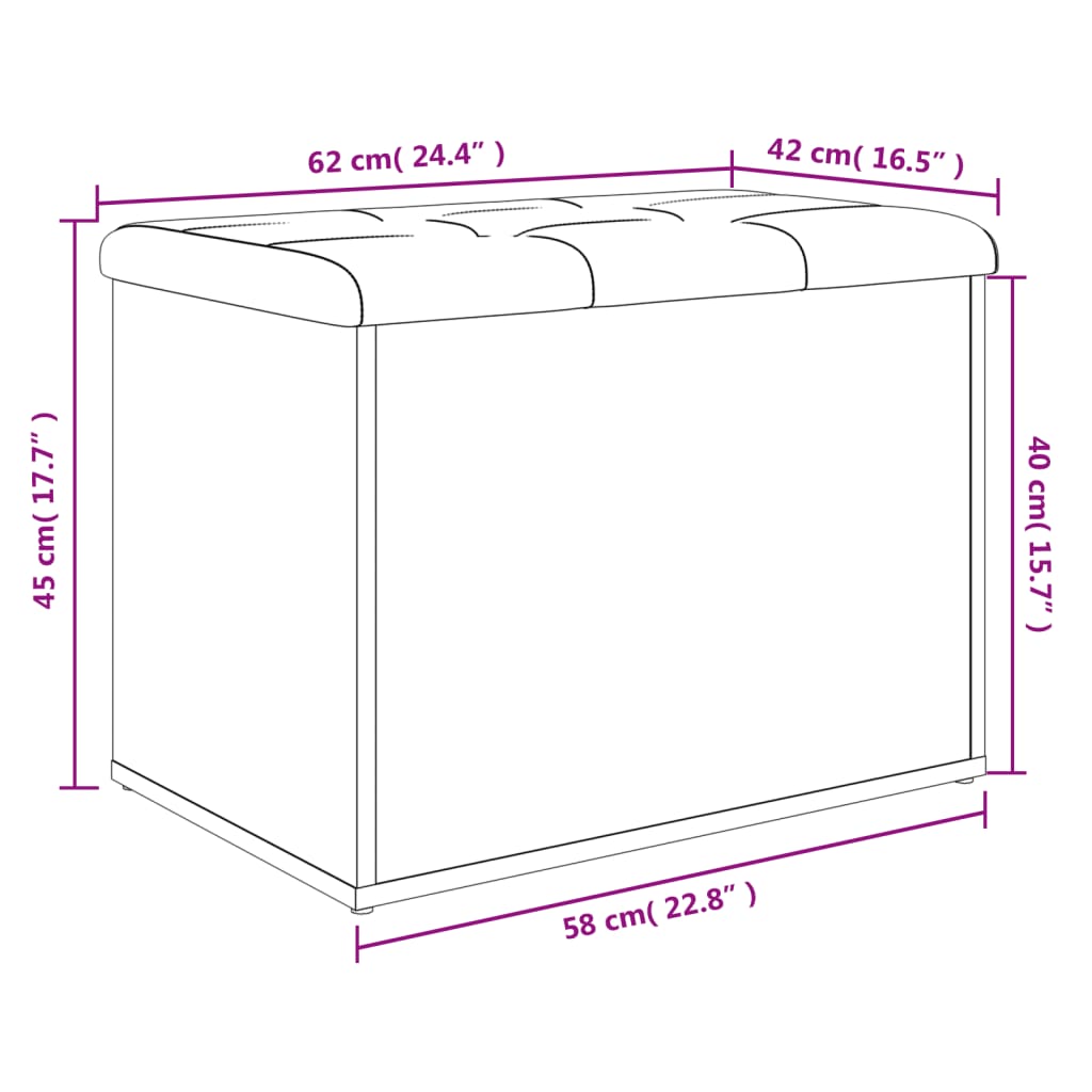 Banc de rangement chêne sonoma 62x42x45 cm bois d'ingénierie Bancs coffres vidaXL   