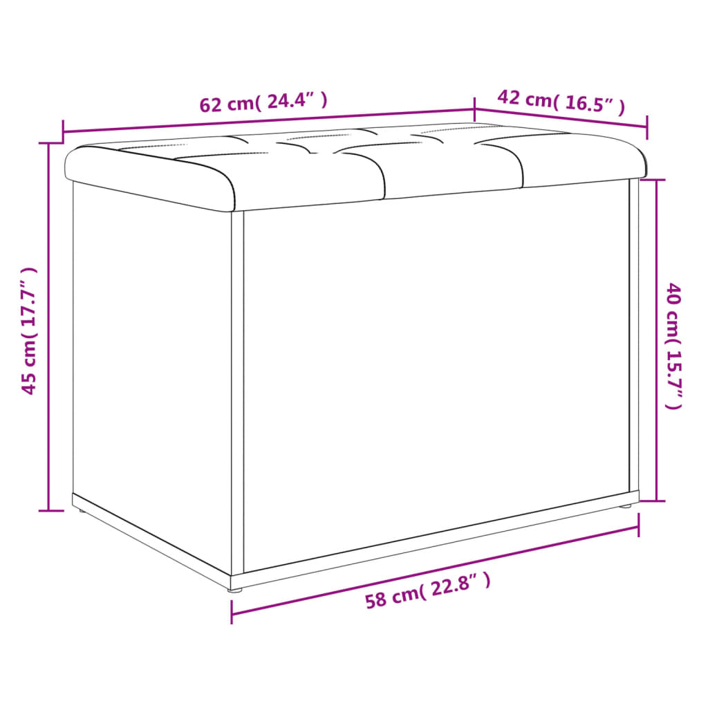 Banc de rangement chêne marron 62x42x45 cm bois d'ingénierie Bancs coffres vidaXL   