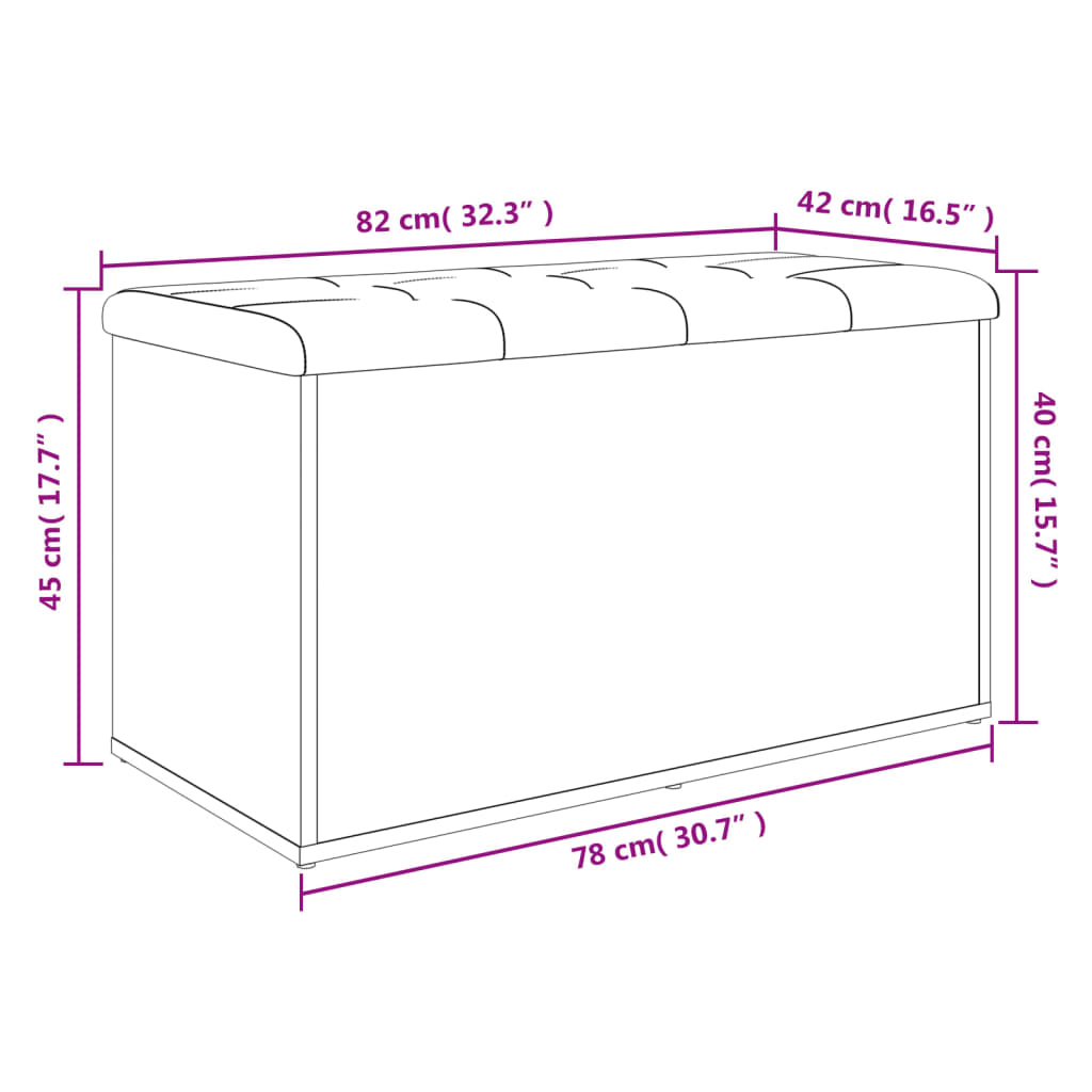 Banc de rangement chêne fumé 82x42x45 cm Bois d'ingénierie Bancs coffres vidaXL   