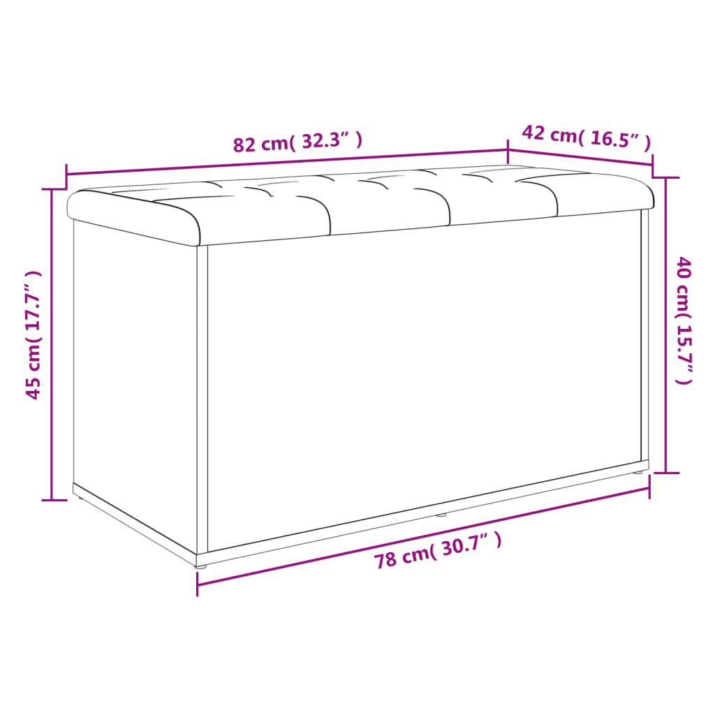 Banc de rangement chêne marron 82x42x45 cm Bois d'ingénierie Bancs coffres vidaXL   