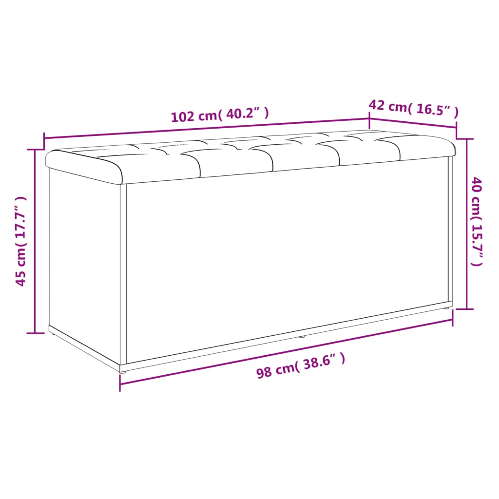 Banc de rangement blanc 102x42x45 cm bois d'ingénierie Bancs coffres vidaXL   