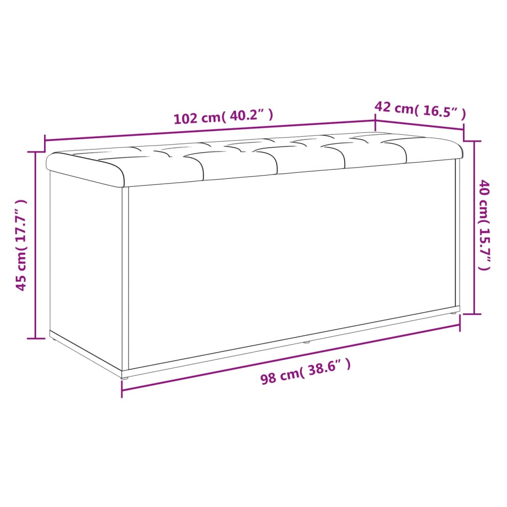 Banc de rangement chêne sonoma 102x42x45 cm bois d'ingénierie Bancs coffres vidaXL   