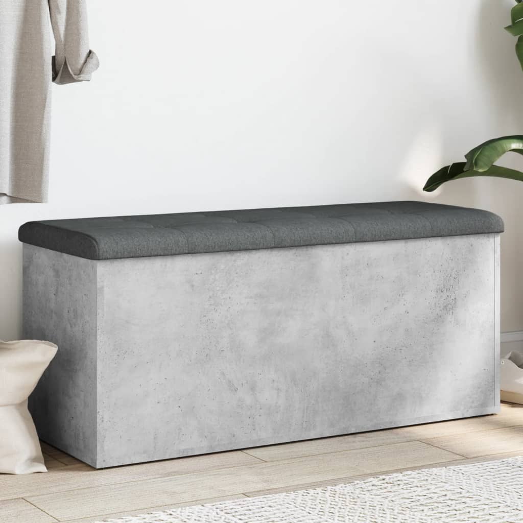 Banc de rangement gris béton 102x42x45 cm bois d'ingénierie Bancs coffres vidaXL   