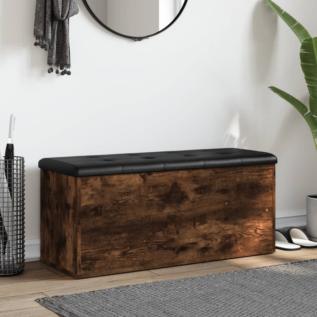 Banc de rangement chêne fumé 102x42x45 cm bois d'ingénierie Bancs coffres vidaXL   