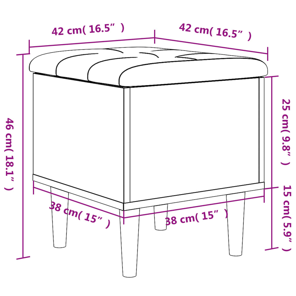 Banc de rangement noir 42x42x46 cm bois d'ingénierie Bancs coffres vidaXL   