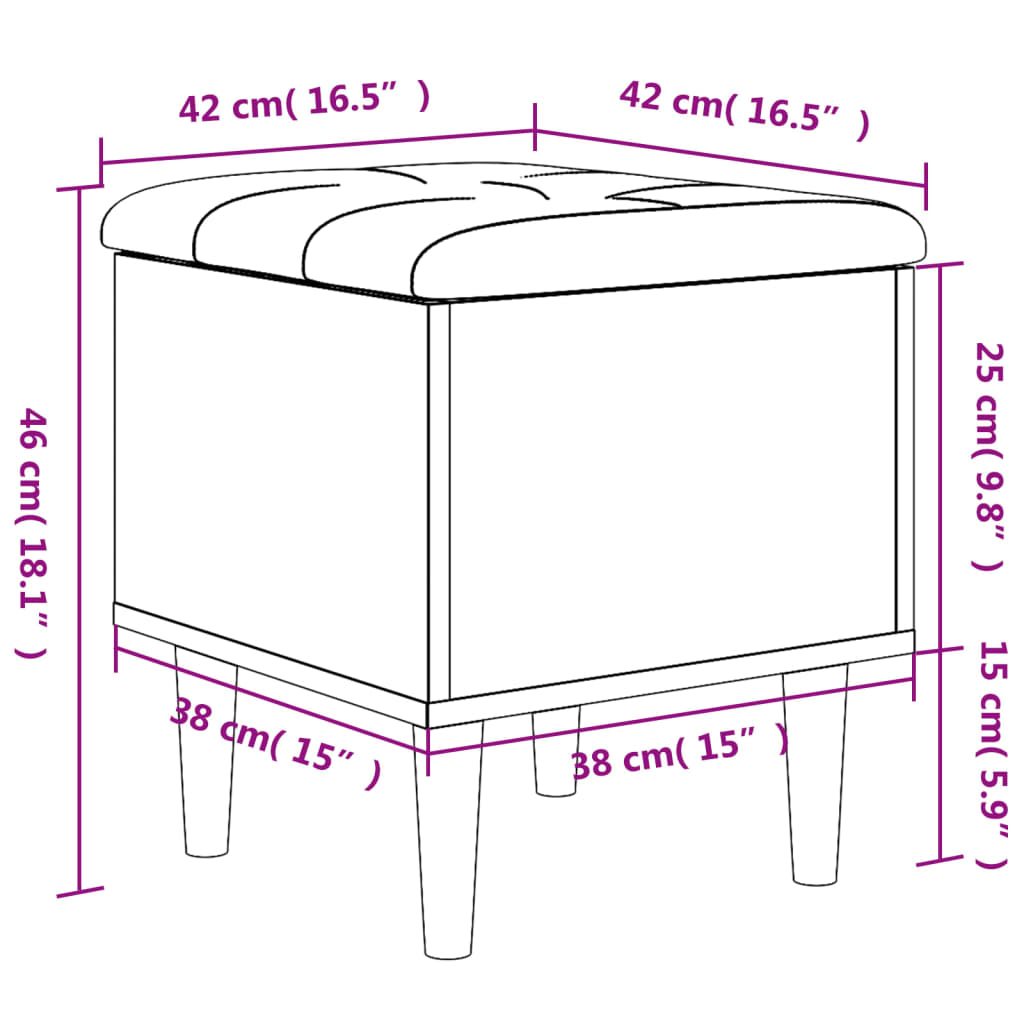 Banc de rangement chêne sonoma 42x42x46 cm bois d'ingénierie Bancs coffres vidaXL   