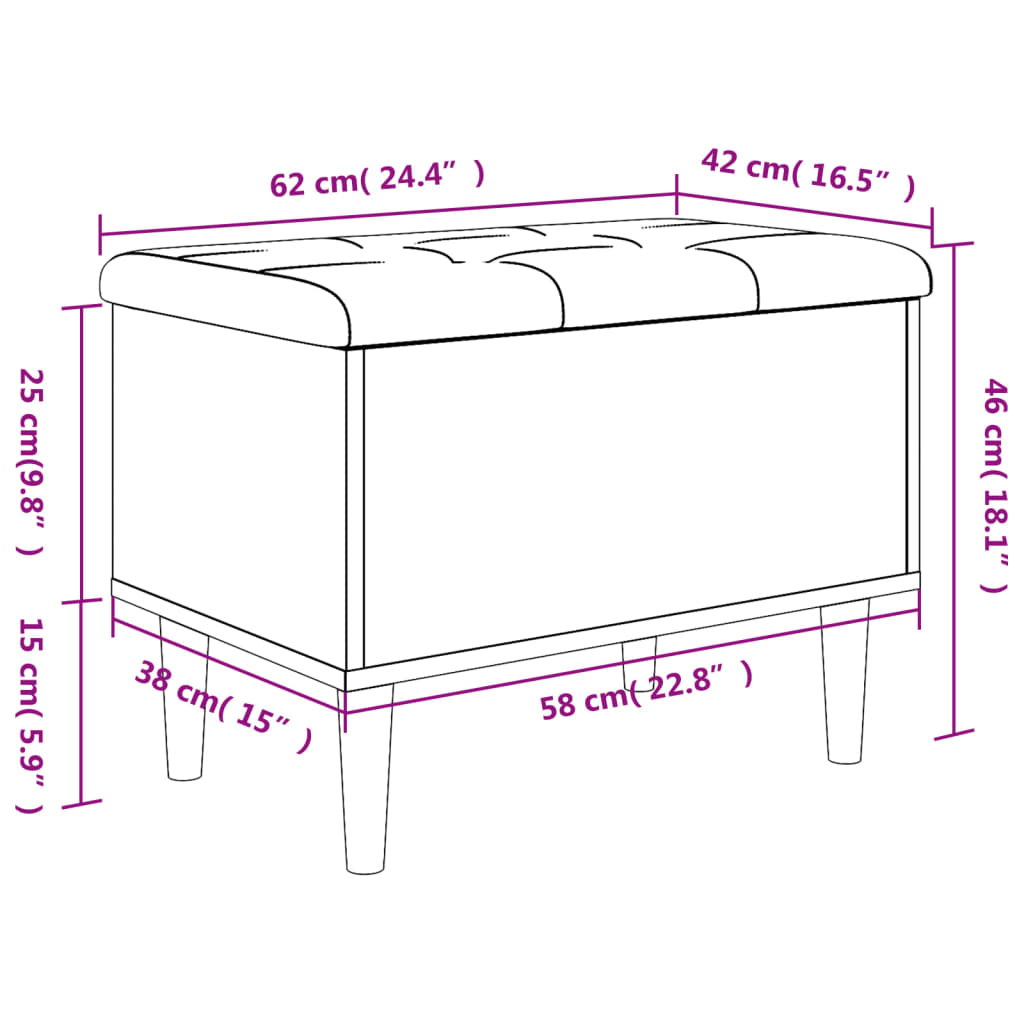 Banc de rangement noir 62x42x46 cm bois d'ingénierie Bancs coffres vidaXL   