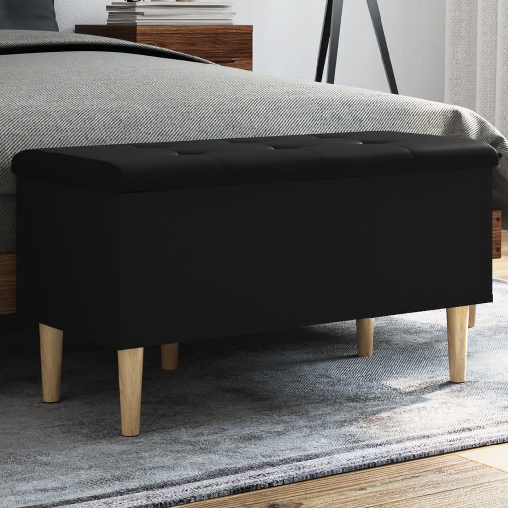 Banc de rangement noir 82x42x46 cm bois d'ingénierie Bancs coffres vidaXL   