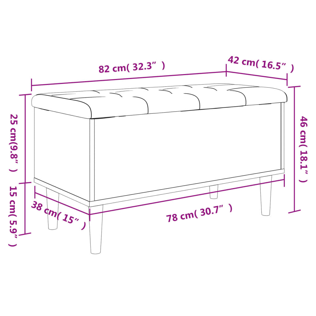 Banc de rangement chêne fumé 82x42x46 cm bois d'ingénierie Bancs coffres vidaXL   