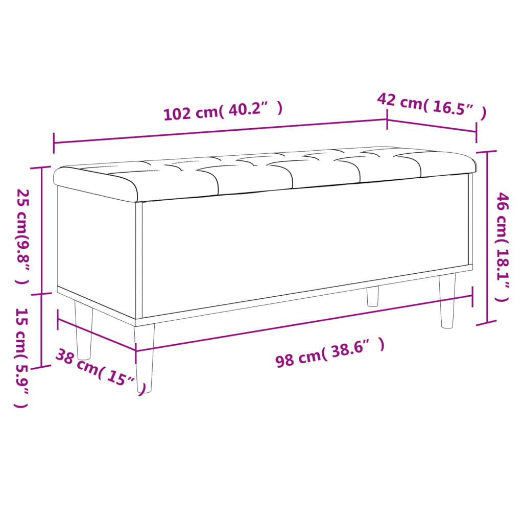 Banc de rangement chêne sonoma 102x42x46 cm bois d'ingénierie Bancs coffres vidaXL   