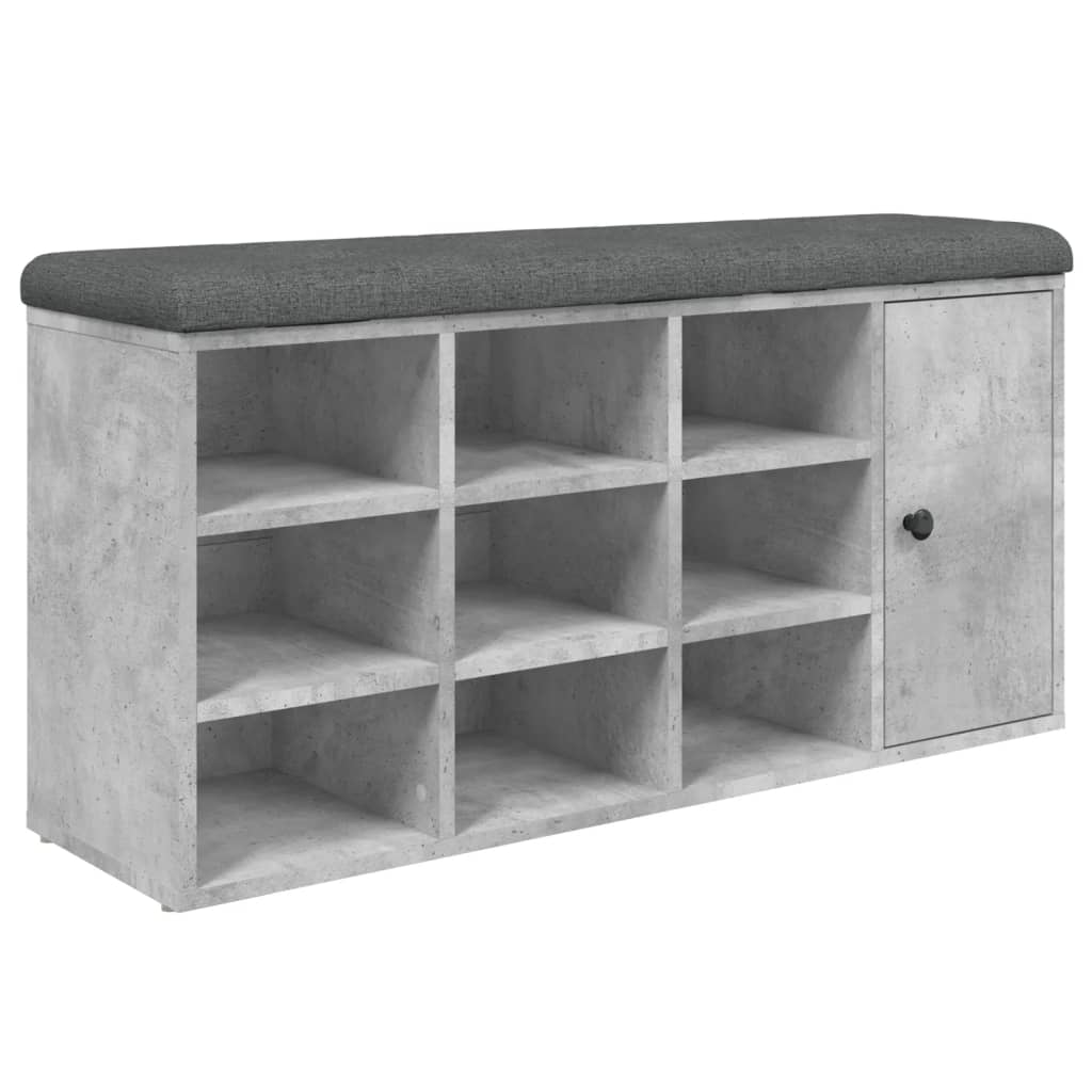 Banc à chaussures gris béton 102x32x50 cm bois d'ingénierie Bancs coffres vidaXL   