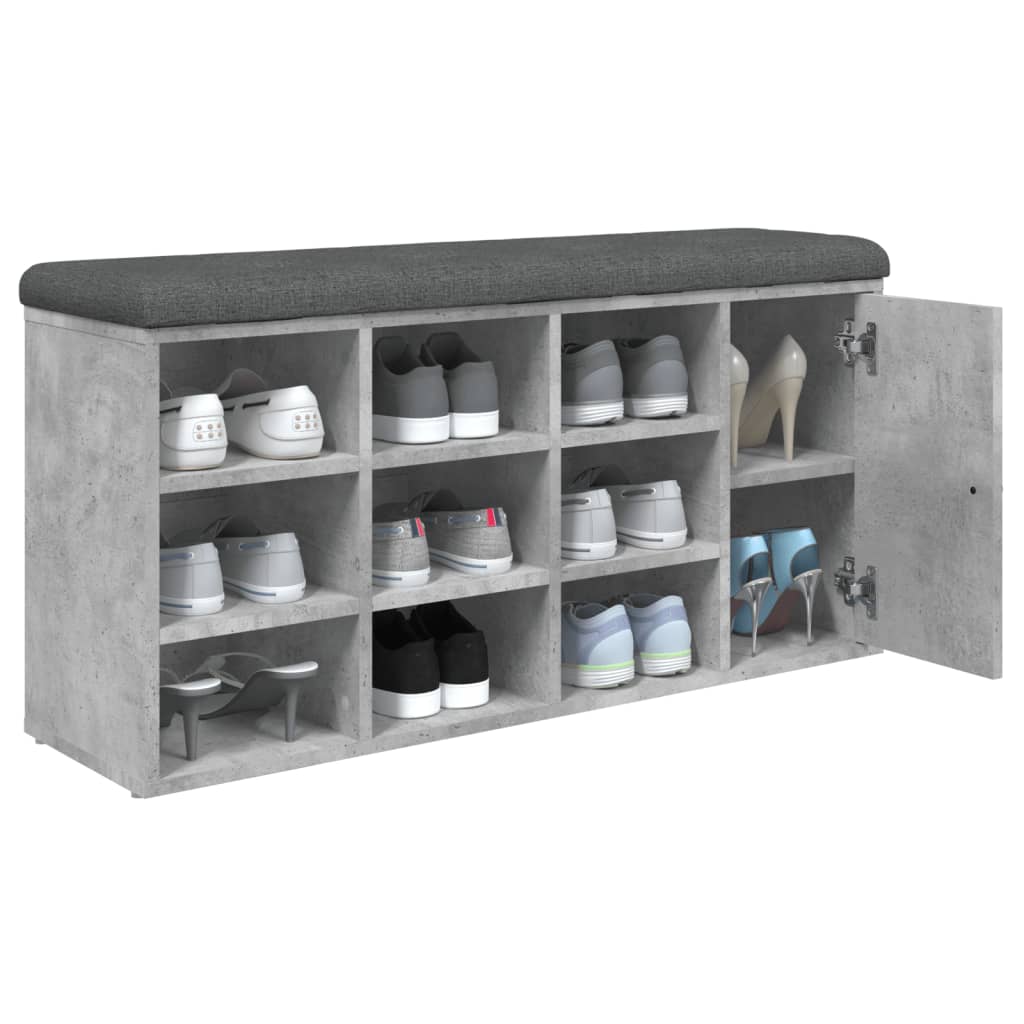 Banc à chaussures gris béton 102x32x50 cm bois d'ingénierie Bancs coffres vidaXL   