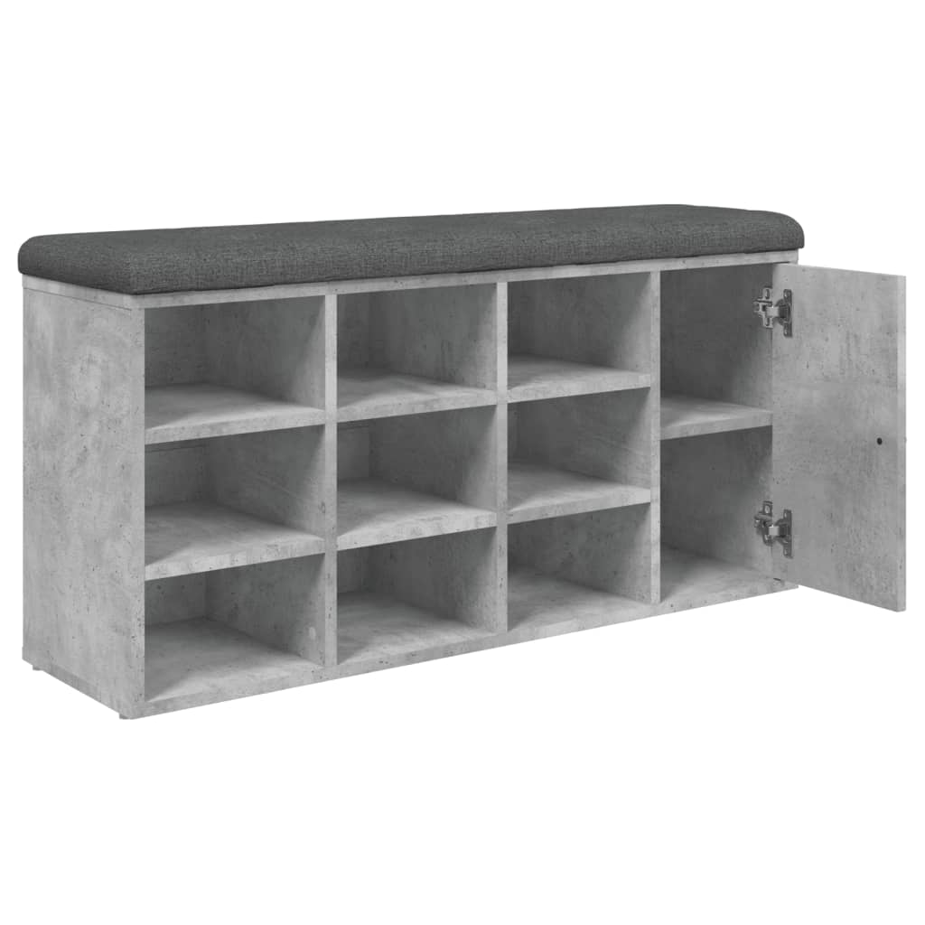 Banc à chaussures gris béton 102x32x50 cm bois d'ingénierie Bancs coffres vidaXL   