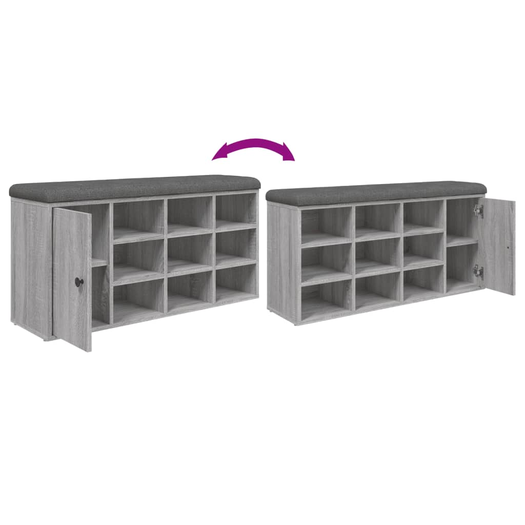 Banc à chaussures sonoma gris 102x32x50 cm bois d'ingénierie Bancs coffres vidaXL   