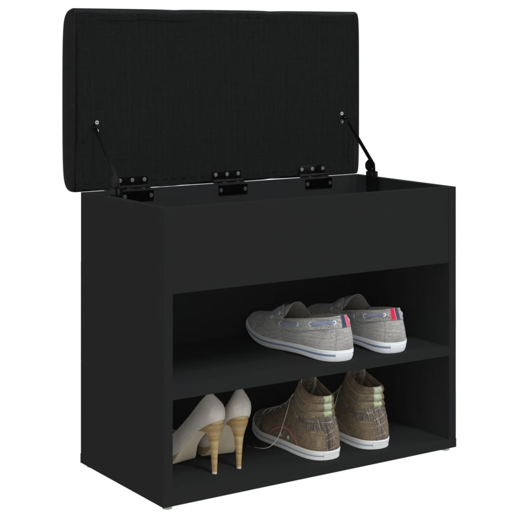 Banc à chaussures noir 62x32x50 cm bois d'ingénierie Bancs coffres vidaXL   