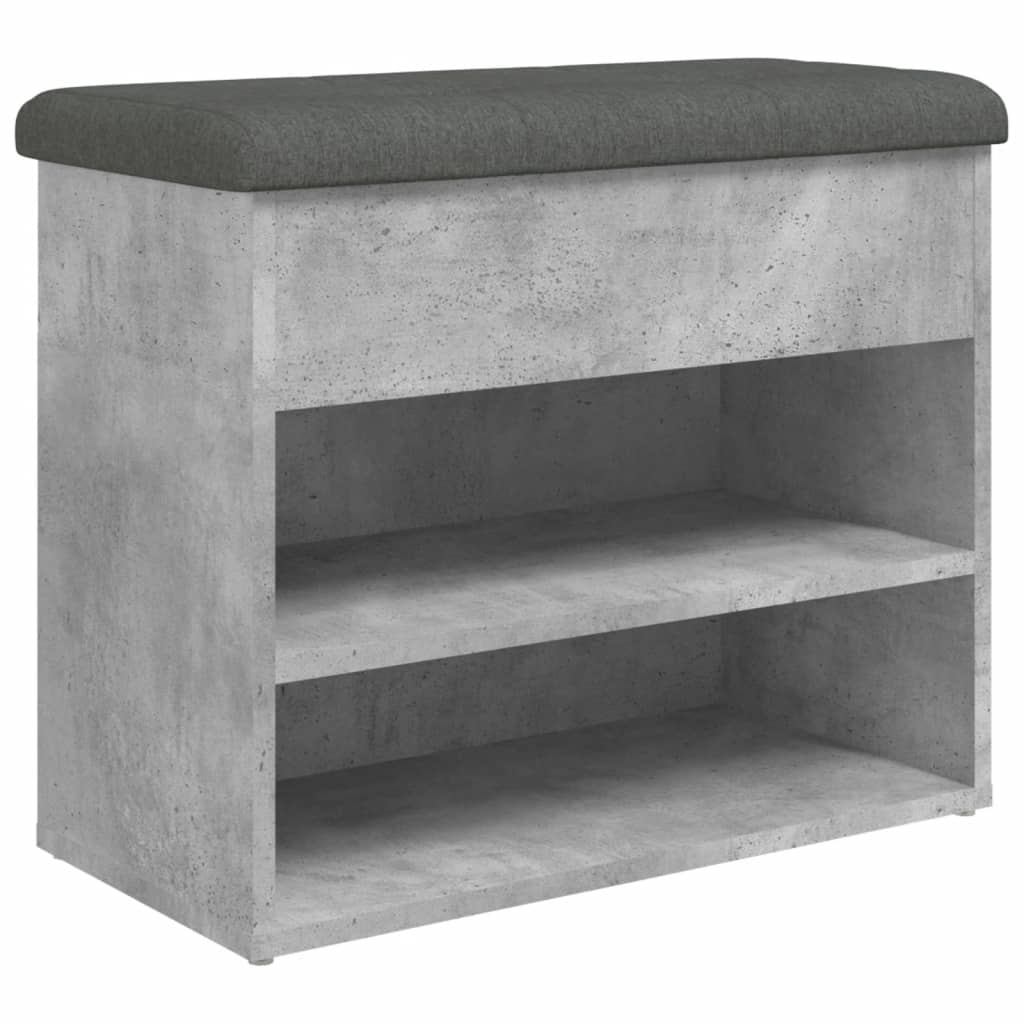 Banc à chaussures gris béton 62x32x50 cm bois d'ingénierie Bancs coffres vidaXL   