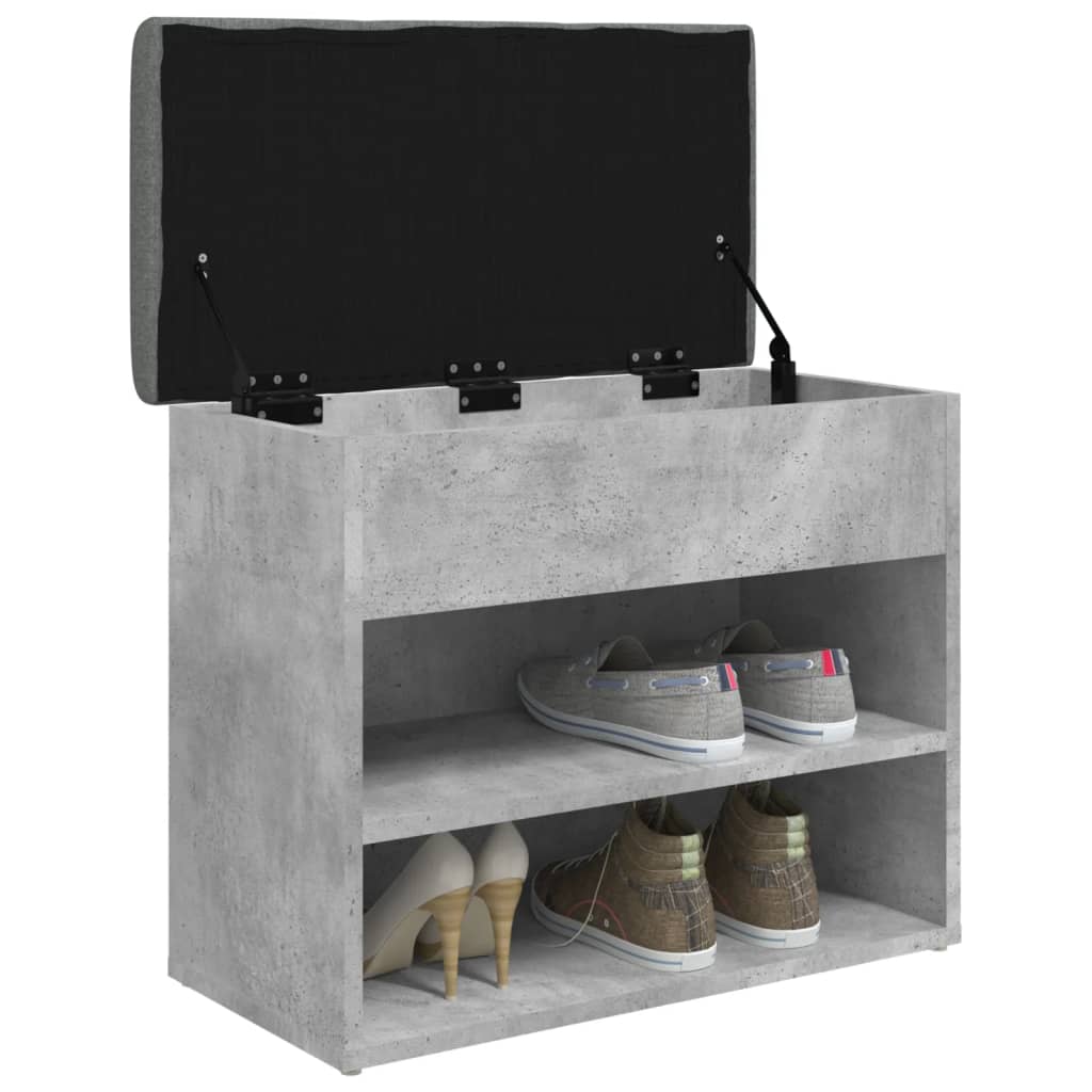 Banc à chaussures gris béton 62x32x50 cm bois d'ingénierie Bancs coffres vidaXL   