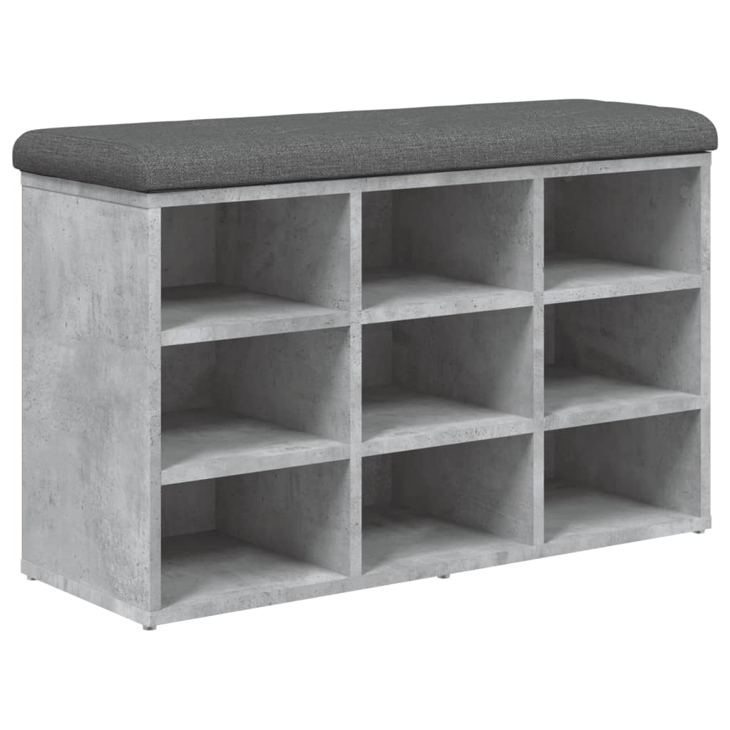 Banc à chaussures gris béton 82x32x50 cm bois d'ingénierie Bancs coffres vidaXL   