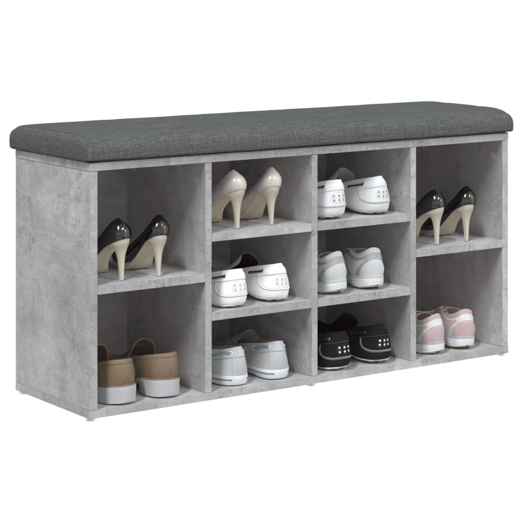 Banc à chaussures gris béton 102x32x50 cm bois d'ingénierie Bancs coffres vidaXL   