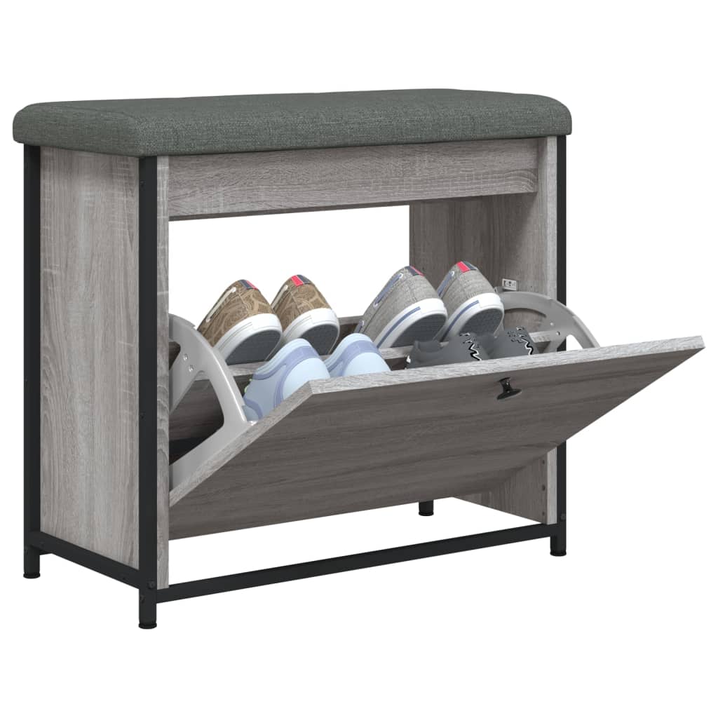 Banc à chaussures tiroir rabattable sonoma gris 62x32x56 cm Bancs coffres vidaXL   