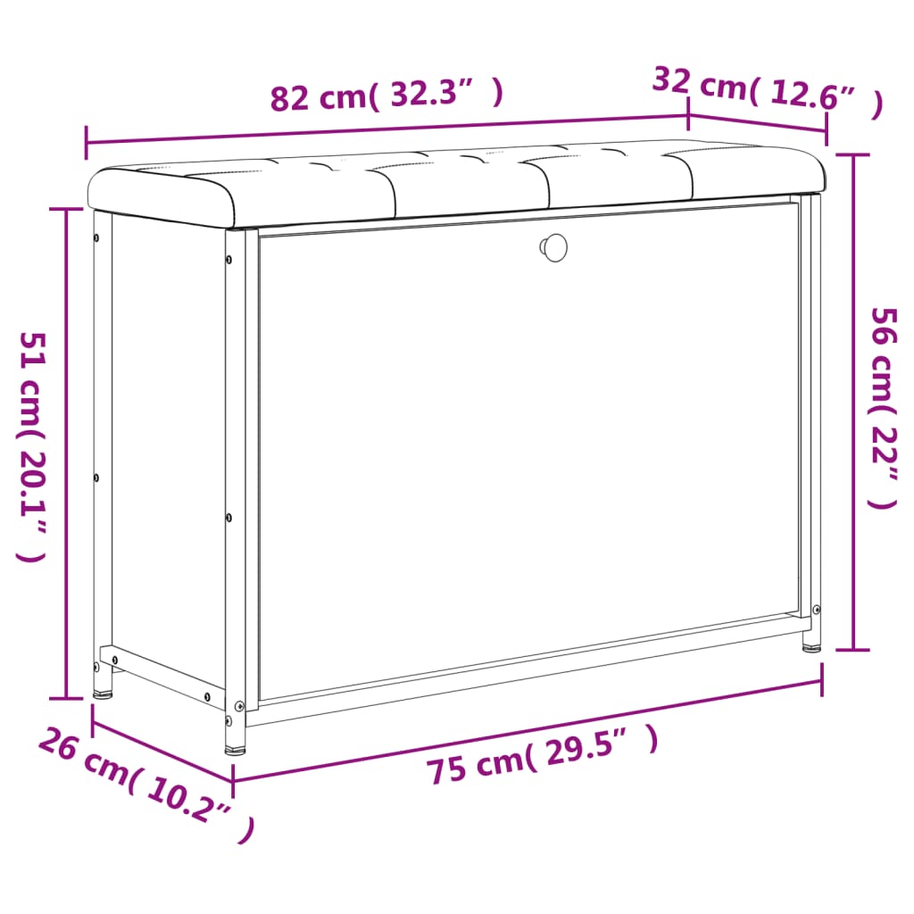 Banc à chaussures tiroir rabattable chêne sonoma 82x32x56 cm Bancs coffres vidaXL   