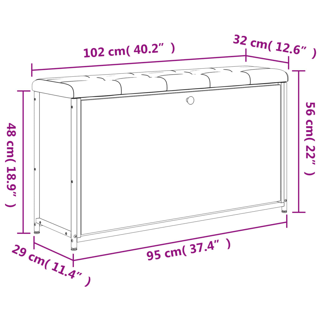 Banc à chaussures tiroir rabattable chêne fumé 102x32x56 cm Bancs coffres vidaXL   