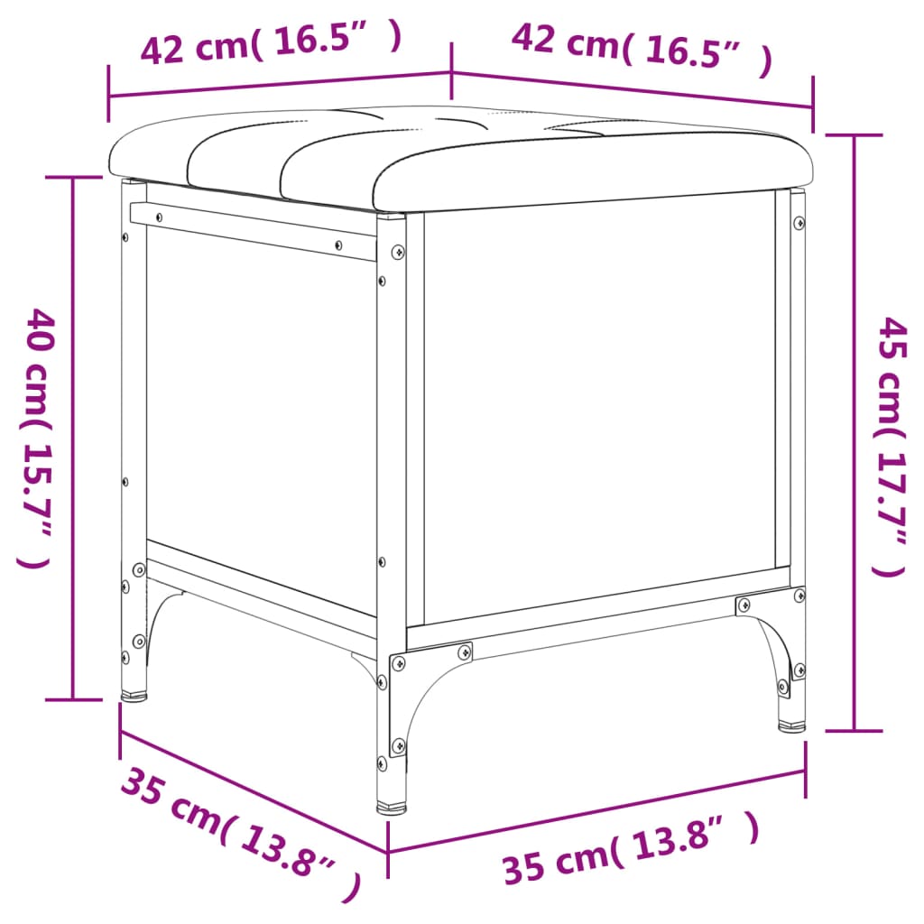 Banc de rangement sonoma gris 42x42x45 cm bois d'ingénierie Bancs coffres vidaXL   