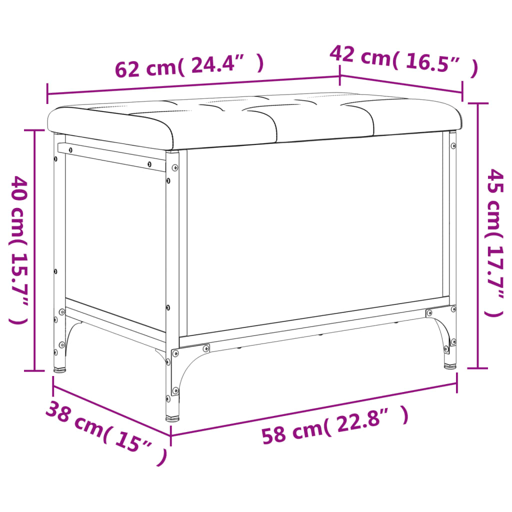 Banc de rangement noir 62x42x45 cm bois d'ingénierie Bancs coffres vidaXL   