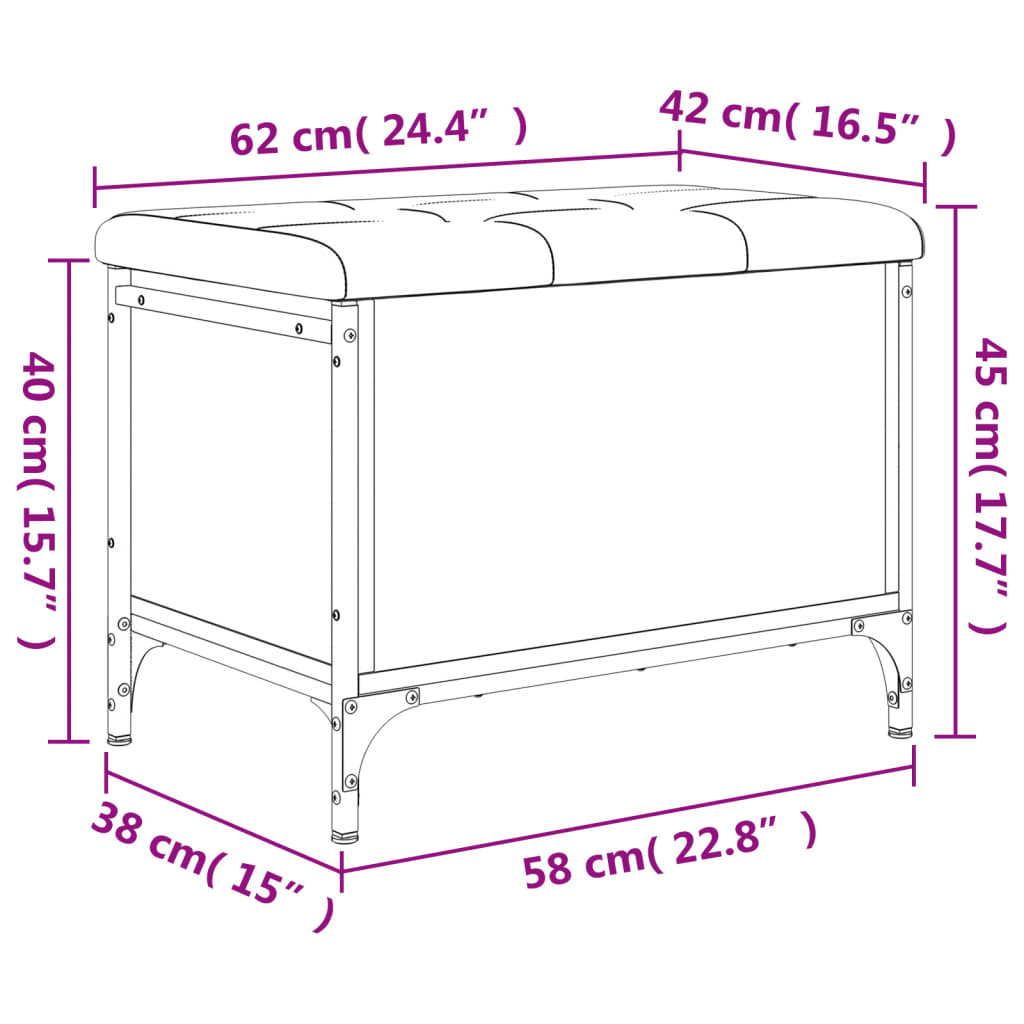 Banc de rangement chêne marron 62x42x45 cm bois d'ingénierie Bancs coffres vidaXL   