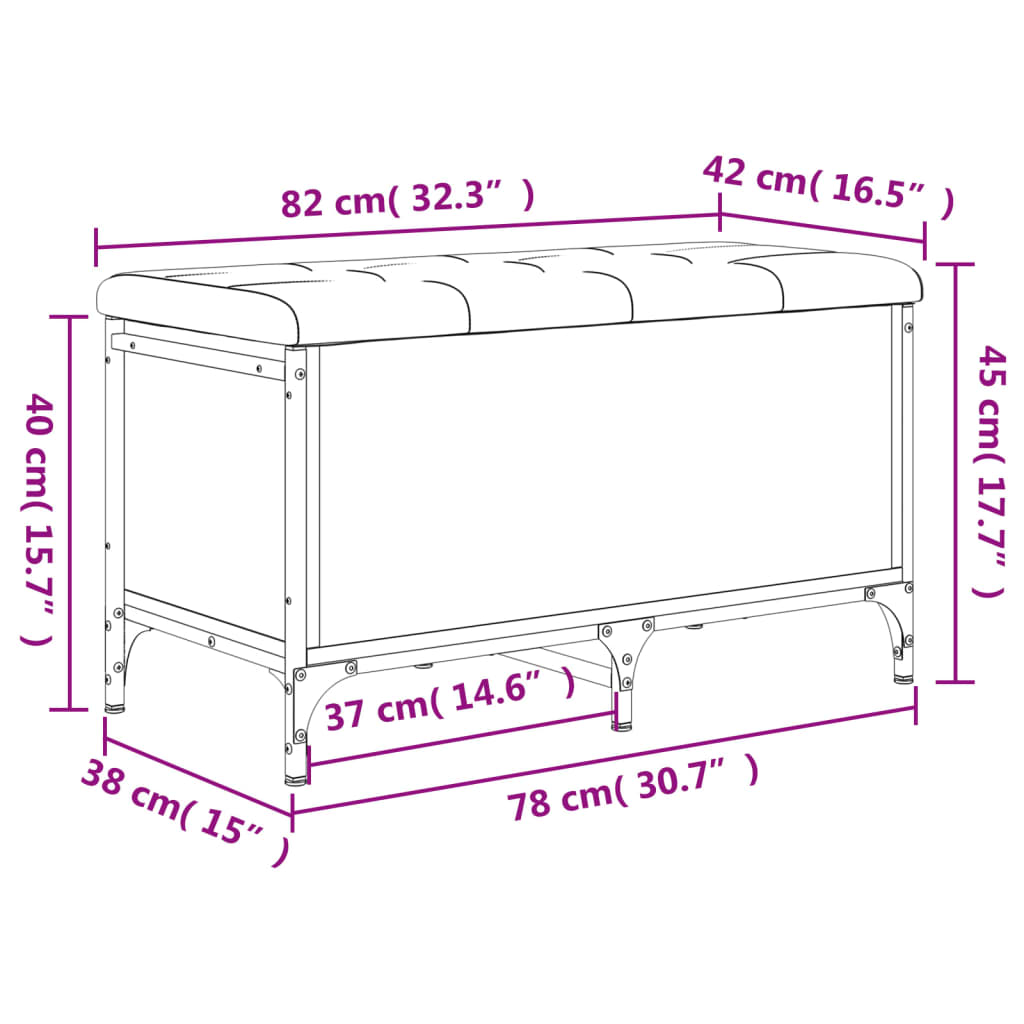 Banc de rangement chêne fumé 82x42x45 cm Bois d'ingénierie Bancs coffres vidaXL   