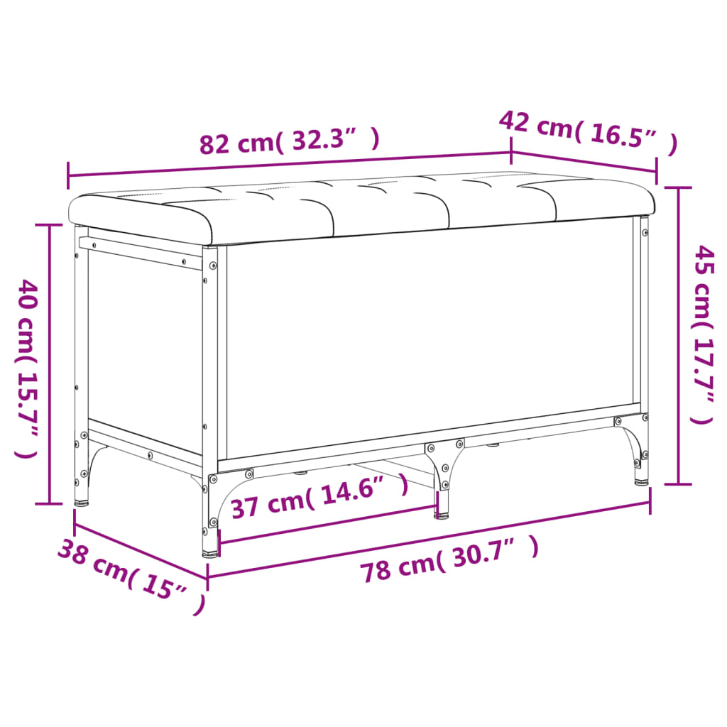 Banc de rangement chêne marron 82x42x45 cm Bois d'ingénierie Bancs coffres vidaXL   