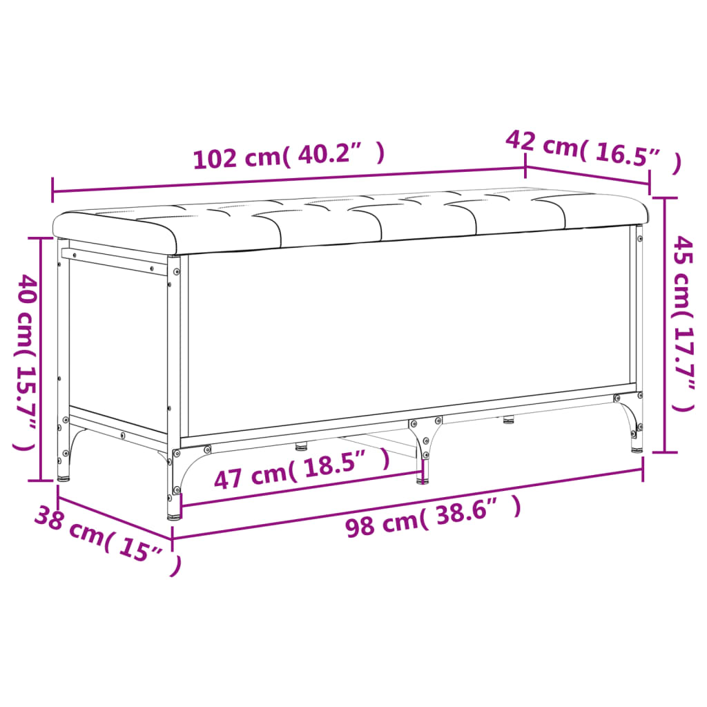 Banc de rangement chêne sonoma 102x42x45 cm bois d'ingénierie Bancs coffres vidaXL   