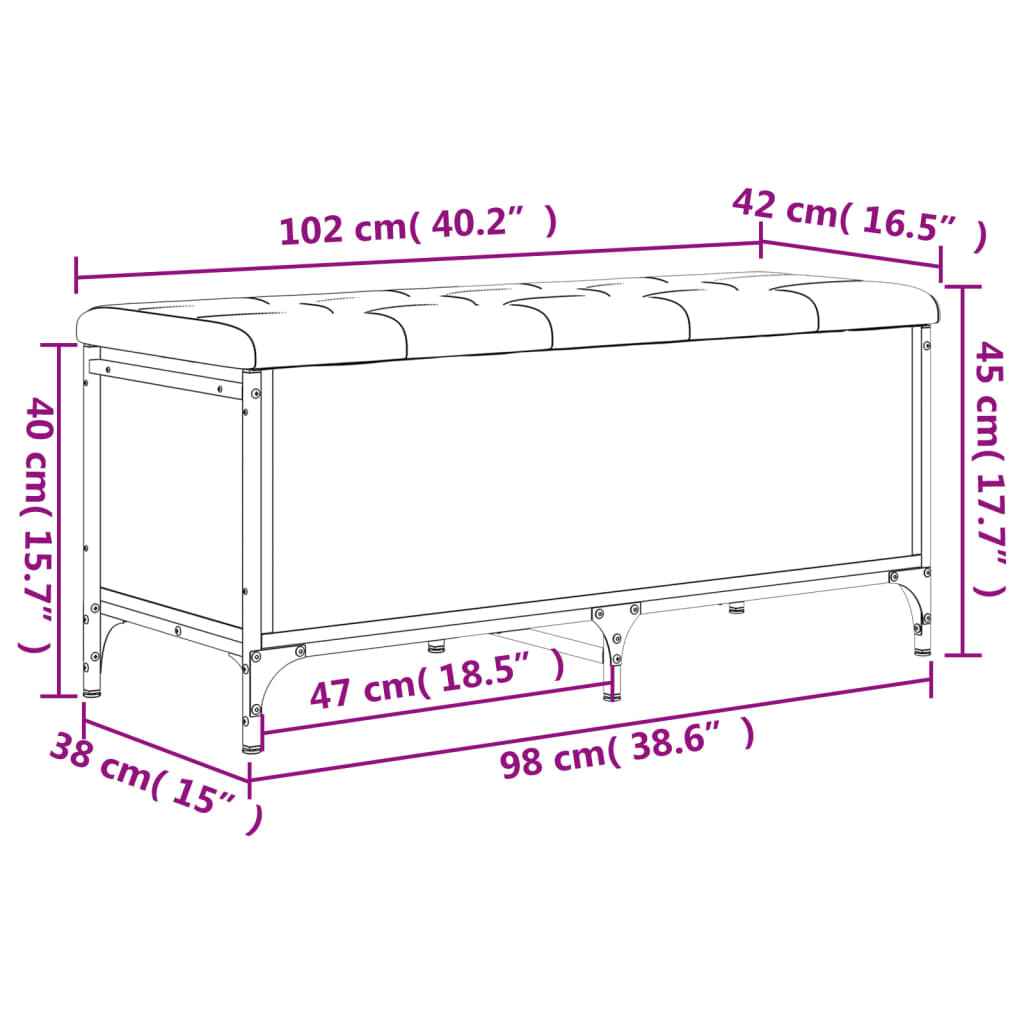 Banc de rangement sonoma gris 102x42x45 cm bois d'ingénierie Bancs coffres vidaXL   