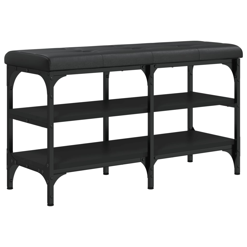 Banc à chaussures noir 82x32x47 cm Bois d'ingénierie Bancs coffres vidaXL   