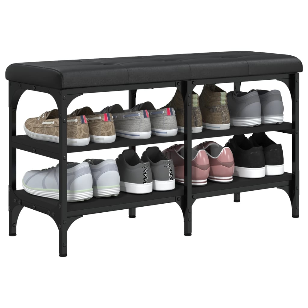 Banc à chaussures noir 82x32x47 cm Bois d'ingénierie Bancs coffres vidaXL   