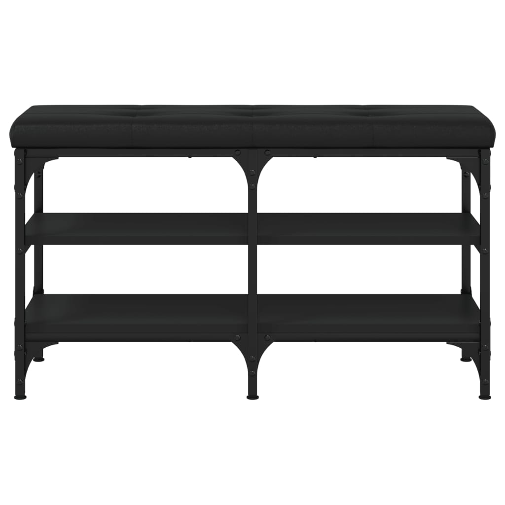 Banc à chaussures noir 82x32x47 cm Bois d'ingénierie Bancs coffres vidaXL   