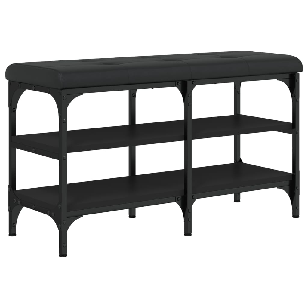 Banc à chaussures noir 82x32x47 cm Bois d'ingénierie Bancs coffres vidaXL   