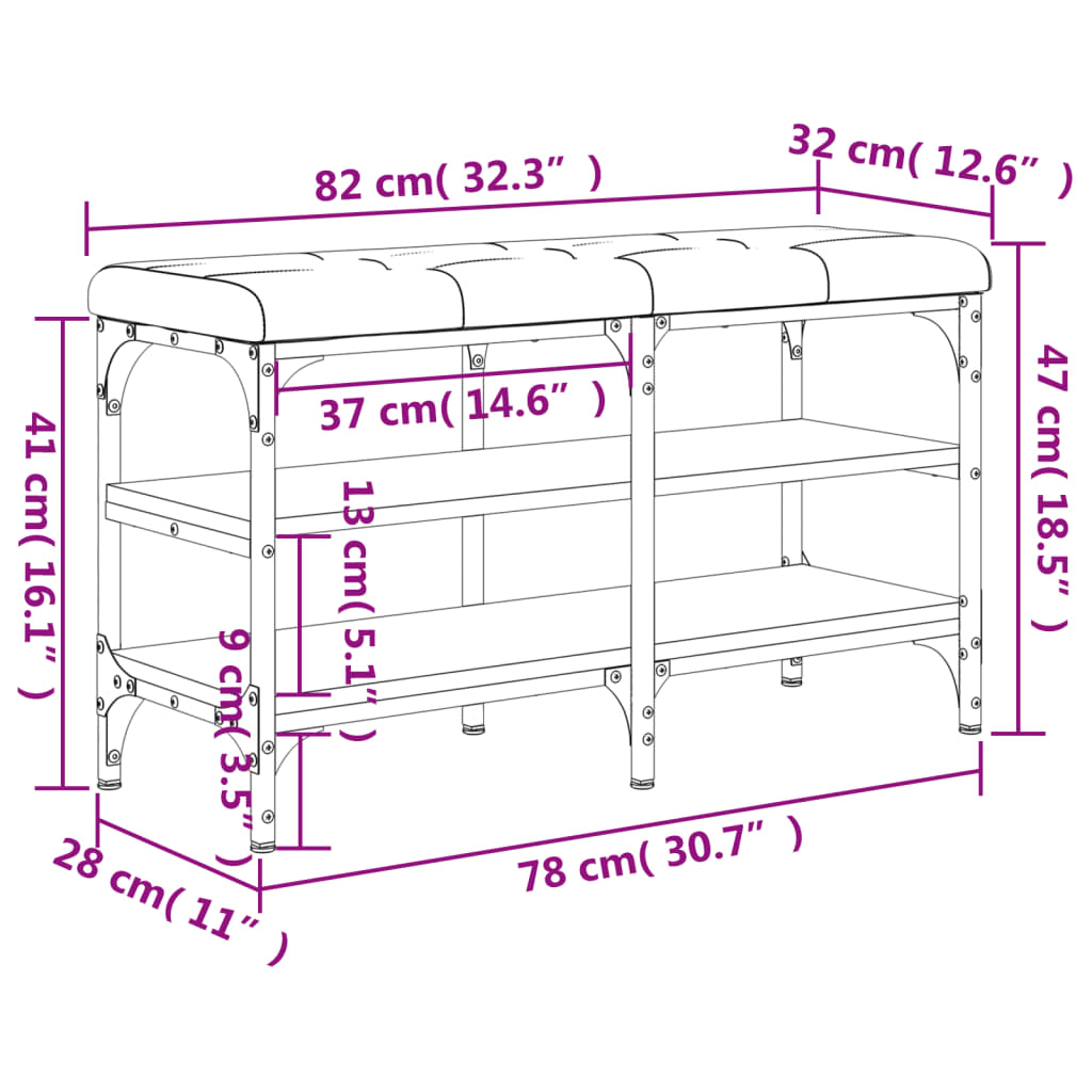 Banc à chaussures noir 82x32x47 cm Bois d'ingénierie Bancs coffres vidaXL   