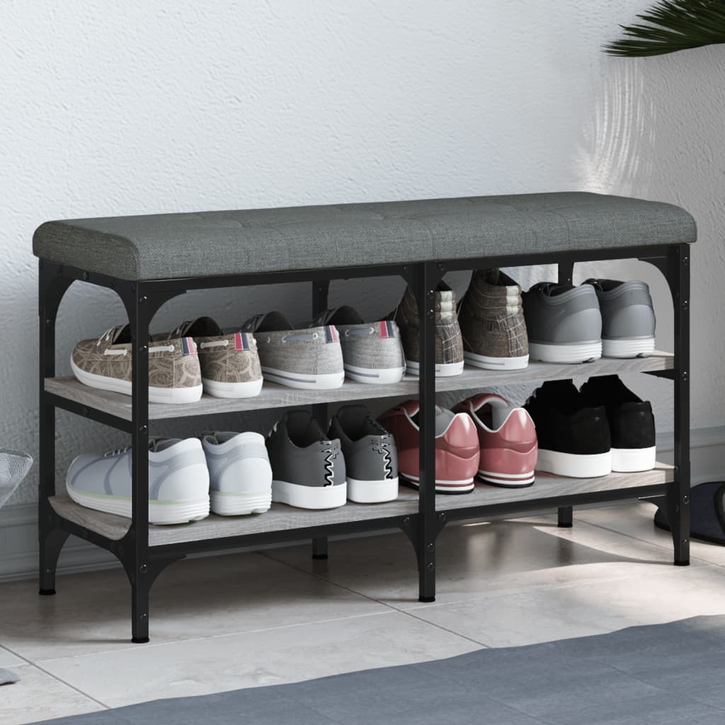 Banc à chaussures sonoma gris 82x32x47 cm Bois d'ingénierie Bancs coffres vidaXL   