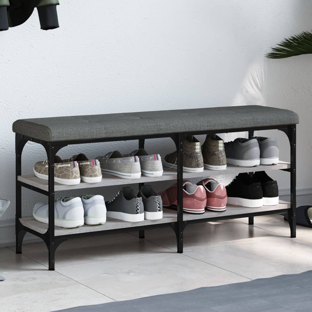 Banc à chaussures sonoma gris 102x32x47 cm bois d'ingénierie Bancs coffres vidaXL   