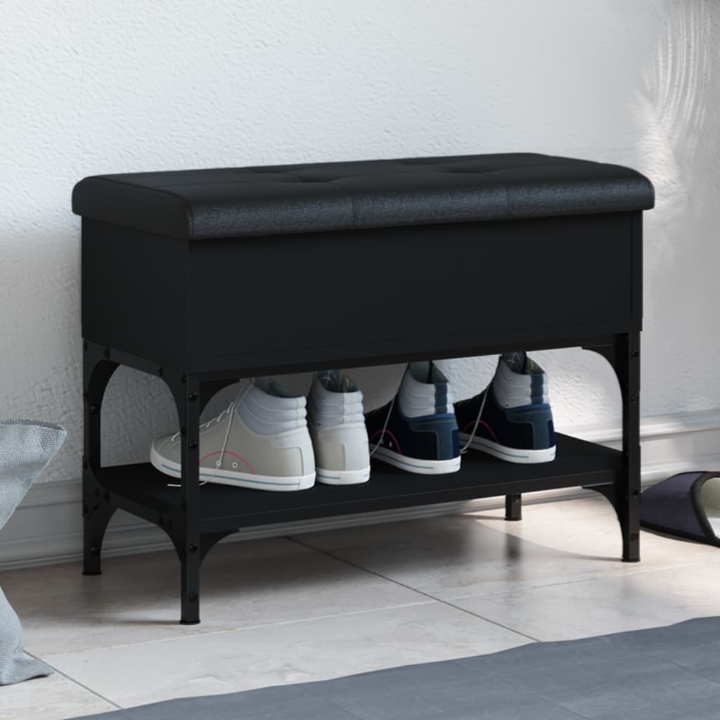 Banc à chaussures noir 62x32x45 cm bois d'ingénierie Bancs coffres vidaXL   