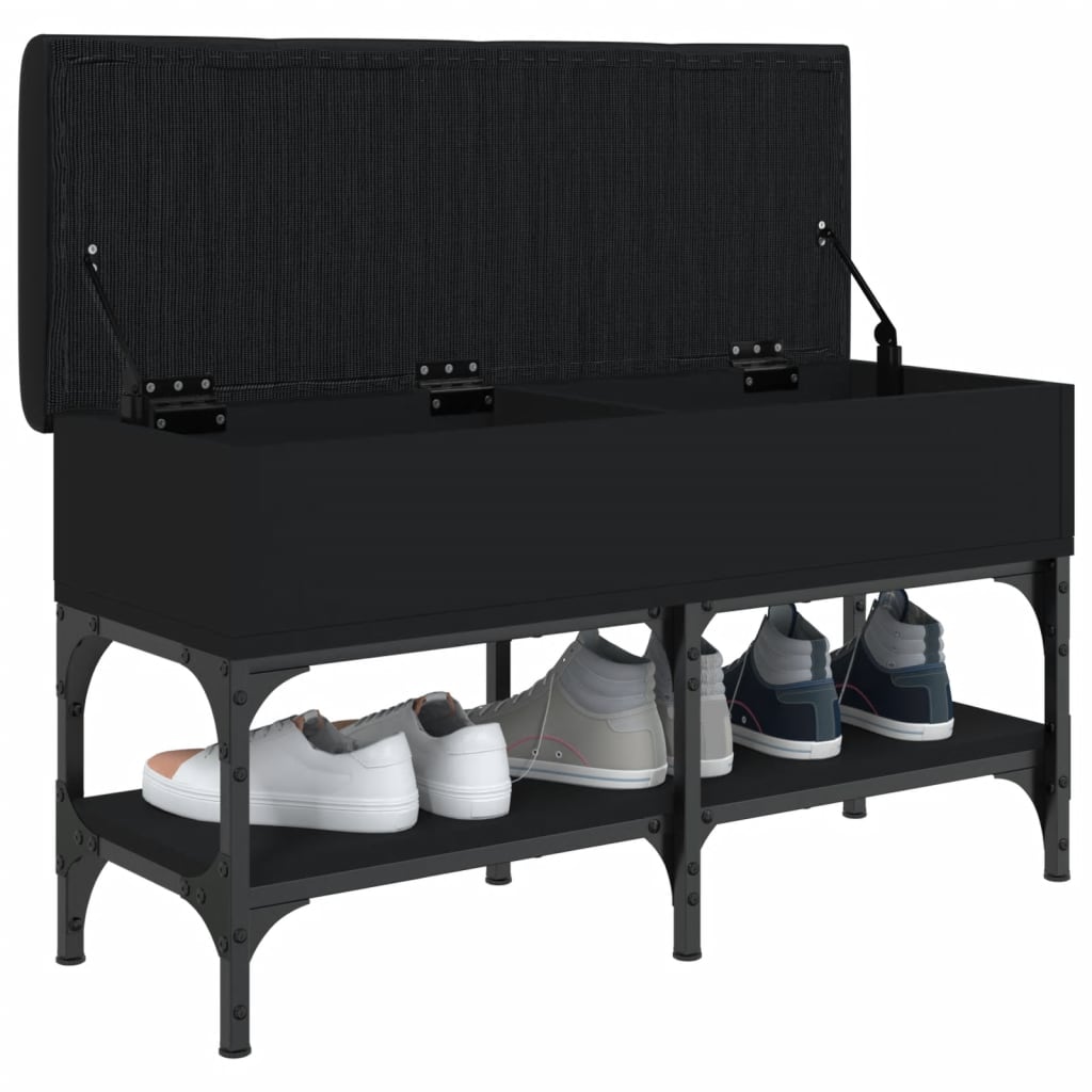 Banc à chaussures noir 82x32x45 cm bois d'ingénierie Bancs coffres vidaXL   